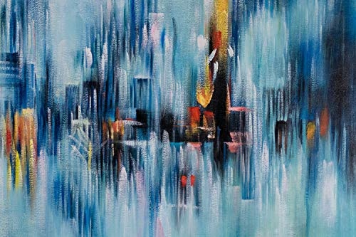 KunstLoft® XXL Gemälde Skyscraper 200x100cm | original handgemalte Bilder | Abstrakt Bunt Blau | Leinwand-Bild Ölgemälde einteilig groß | Modernes Kunst Ölbild