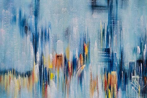 KunstLoft® XXL Gemälde Skyscraper 200x100cm | original handgemalte Bilder | Abstrakt Bunt Blau | Leinwand-Bild Ölgemälde einteilig groß | Modernes Kunst Ölbild