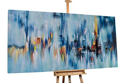 KunstLoft® XXL Gemälde Skyscraper 200x100cm | original handgemalte Bilder | Abstrakt Bunt Blau | Leinwand-Bild Ölgemälde einteilig groß | Modernes Kunst Ölbild