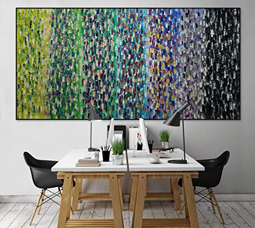 KunstLoft® XXL Gemälde Dots and Stripes 200x100cm | original handgemalte Bilder | Abstrakt Streifen Punkte Bunt | Leinwand-Bild Ölgemälde einteilig groß | Modernes Kunst Ölbild