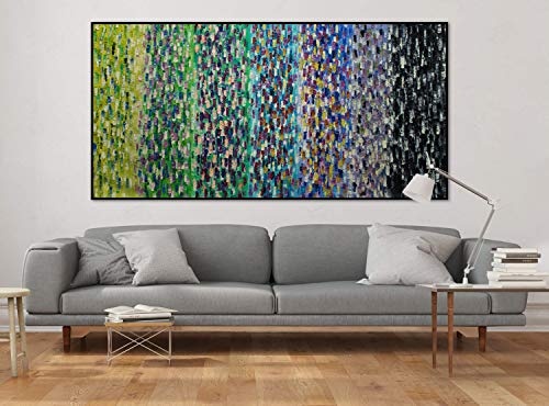 KunstLoft® XXL Gemälde Dots and Stripes 200x100cm | original handgemalte Bilder | Abstrakt Streifen Punkte Bunt | Leinwand-Bild Ölgemälde einteilig groß | Modernes Kunst Ölbild