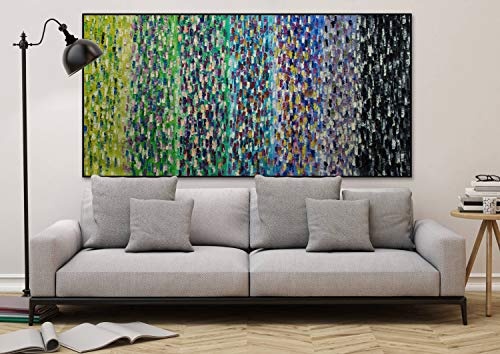 KunstLoft® XXL Gemälde Dots and Stripes 200x100cm | original handgemalte Bilder | Abstrakt Streifen Punkte Bunt | Leinwand-Bild Ölgemälde einteilig groß | Modernes Kunst Ölbild