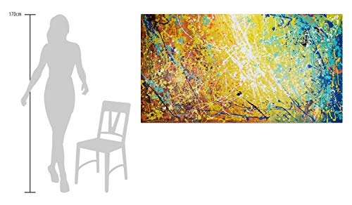 KunstLoft® XXL Gemälde Funkelnde Sterne 200x100cm | original handgemalte Bilder | Abstrakt Punkte Gelb Deko | Leinwand-Bild Ölgemälde einteilig groß | Modernes Kunst Ölbild