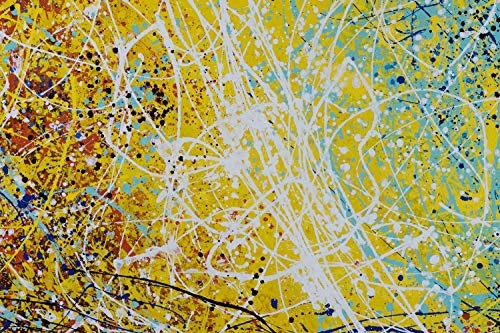 KunstLoft® XXL Gemälde Funkelnde Sterne 200x100cm | original handgemalte Bilder | Abstrakt Punkte Gelb Deko | Leinwand-Bild Ölgemälde einteilig groß | Modernes Kunst Ölbild