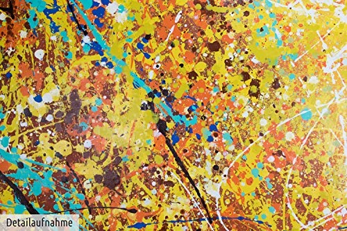 KunstLoft® XXL Gemälde Funkelnde Sterne 200x100cm | original handgemalte Bilder | Abstrakt Punkte Gelb Deko | Leinwand-Bild Ölgemälde einteilig groß | Modernes Kunst Ölbild