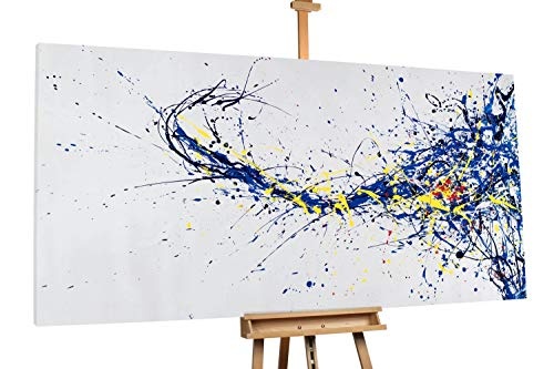 KunstLoft® XXL Gemälde Vergißmeinnicht 200x100cm | original handgemalte Bilder | Abstrakt Blau Weiß | Leinwand-Bild Ölgemälde einteilig groß | Modernes Kunst Ölbild