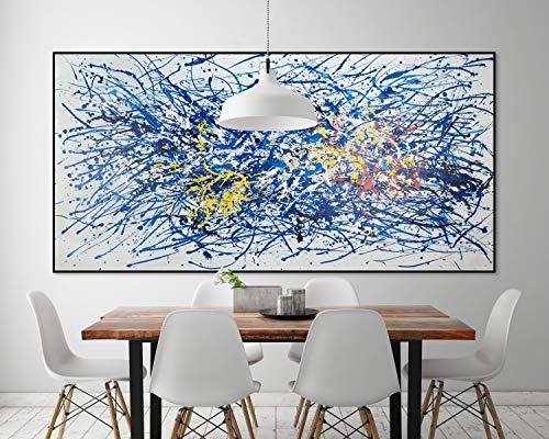 KunstLoft® XXL Gemälde Mind Control 200x100cm | original handgemalte Bilder | Abtrakt Blau Weiß | Leinwand-Bild Ölgemälde einteilig groß | Modernes Kunst Ölbild