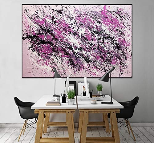 KunstLoft® XXL Gemälde Purple Rain 180x120cm | original handgemalte Bilder | Deko in Lila Schwarz Abstrakte Kunst | Leinwand-Bild Ölgemälde einteilig groß | Modernes Kunst Ölbild