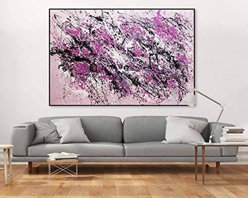 KunstLoft® XXL Gemälde Purple Rain 180x120cm | original handgemalte Bilder | Deko in Lila Schwarz Abstrakte Kunst | Leinwand-Bild Ölgemälde einteilig groß | Modernes Kunst Ölbild