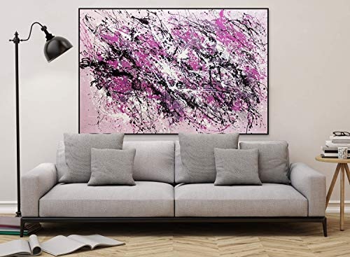 KunstLoft® XXL Gemälde Purple Rain 180x120cm | original handgemalte Bilder | Deko in Lila Schwarz Abstrakte Kunst | Leinwand-Bild Ölgemälde einteilig groß | Modernes Kunst Ölbild