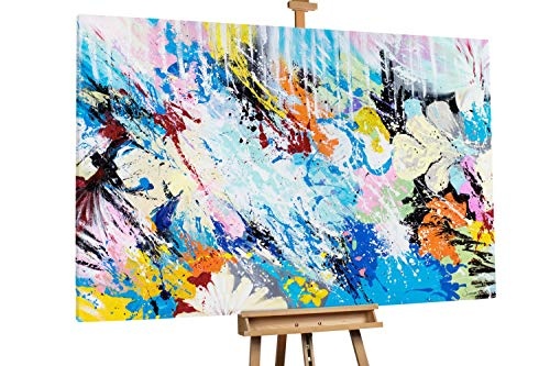 KunstLoft® XXL Gemälde Kollision der Farben 180x120cm | original handgemalte Bilder | Abstrakte Deko in Bunt | Leinwand-Bild Ölgemälde einteilig groß | Modernes Kunst Ölbild