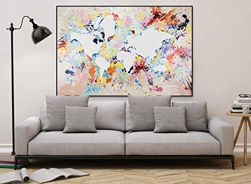 KunstLoft® XXL Gemälde Meer der Farben 180x120cm | original handgemalte Bilder | Weltkarte Abstrakt in Bunt Deko | Leinwand-Bild Ölgemälde einteilig groß | Modernes Kunst Ölbild