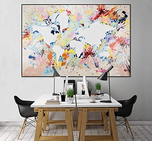 KunstLoft® XXL Gemälde Meer der Farben 180x120cm | original handgemalte Bilder | Weltkarte Abstrakt in Bunt Deko | Leinwand-Bild Ölgemälde einteilig groß | Modernes Kunst Ölbild