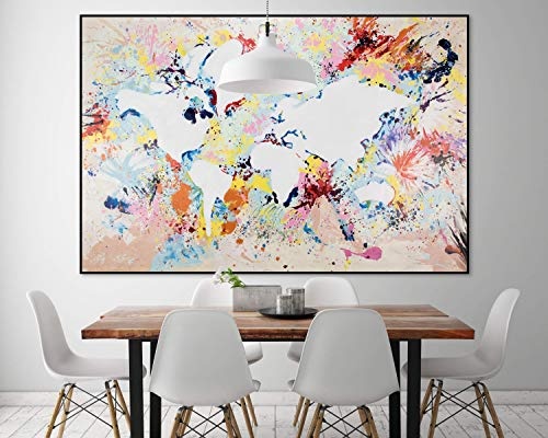 KunstLoft® XXL Gemälde Meer der Farben 180x120cm | original handgemalte Bilder | Weltkarte Abstrakt in Bunt Deko | Leinwand-Bild Ölgemälde einteilig groß | Modernes Kunst Ölbild