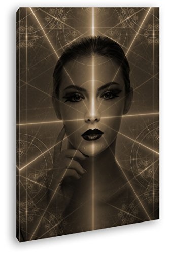 deyoli wunderschönes Frauengesicht Format: 120x80 Effekt: Sepia als Leinwandbild, Motiv fertig gerahmt auf Echtholzrahmen, Hochwertiger Digitaldruck mit Rahmen, Kein Poster oder Plakat