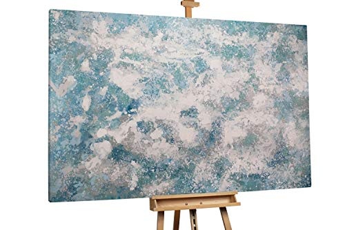 KunstLoft® XXL Gemälde Icy Pleasure 180x120cm | original handgemalte Bilder | Deko Abstrakt Wasser Weiß & Blau | Leinwand-Bild Ölgemälde einteilig groß | Modernes Kunst Ölbild