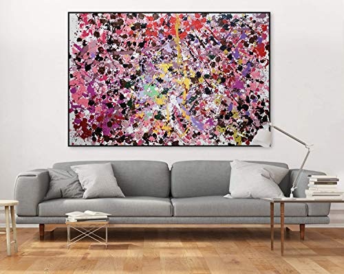 KunstLoft® XXL Gemälde Rosige Zeiten 180x120cm | original handgemalte Bilder | Abstrakt Tupfer Rosa Deko | Leinwand-Bild Ölgemälde einteilig groß | Modernes Kunst Ölbild