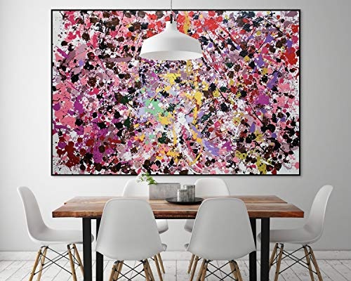 KunstLoft® XXL Gemälde Rosige Zeiten 180x120cm | original handgemalte Bilder | Abstrakt Tupfer Rosa Deko | Leinwand-Bild Ölgemälde einteilig groß | Modernes Kunst Ölbild