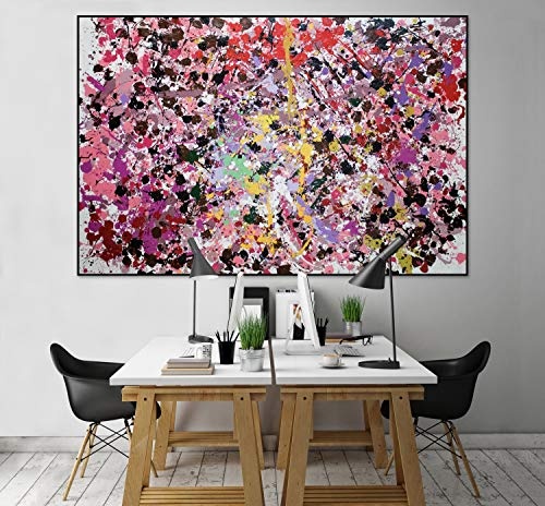 KunstLoft® XXL Gemälde Rosige Zeiten 180x120cm | original handgemalte Bilder | Abstrakt Tupfer Rosa Deko | Leinwand-Bild Ölgemälde einteilig groß | Modernes Kunst Ölbild