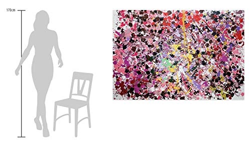 KunstLoft® XXL Gemälde Rosige Zeiten 180x120cm | original handgemalte Bilder | Abstrakt Tupfer Rosa Deko | Leinwand-Bild Ölgemälde einteilig groß | Modernes Kunst Ölbild