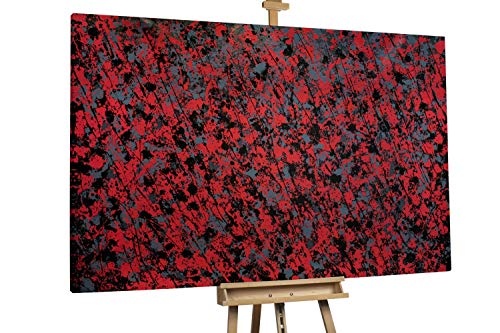 KunstLoft® XXL Gemälde Glühende Wärme 180x120cm | original handgemalte Bilder | Deko Abstrakt mit Farbelementen Rot Schwarz | Leinwand-Bild Ölgemälde einteilig groß | Modernes Kunst Ölbild