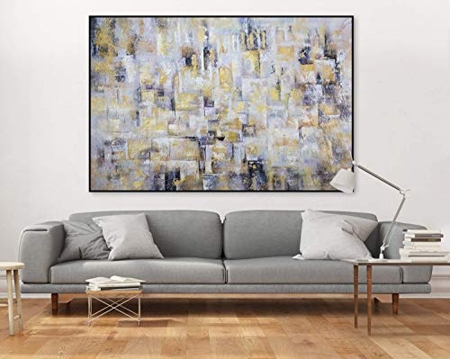 KunstLoft® XXL Gemälde Tender Thoughts 180x120cm | original handgemalte Bilder | Elemente in Beige & Grün Abstrakt Deko | Leinwand-Bild Ölgemälde einteilig groß | Modernes Kunst Ölbild