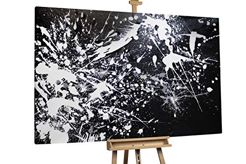 KunstLoft® XXL Gemälde Kollisionen 180x120cm | original handgemalte Bilder | Abstrakt Schwarz-Weiß Deko | Leinwand-Bild Ölgemälde einteilig groß | Modernes Kunst Ölbild