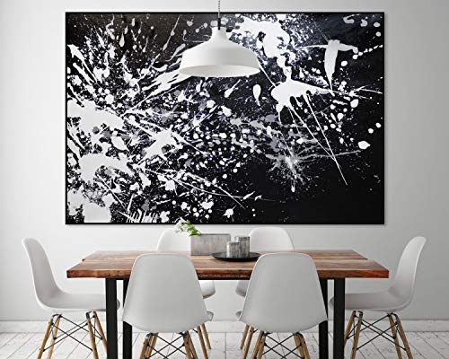 KunstLoft® XXL Gemälde Kollisionen 180x120cm | original handgemalte Bilder | Abstrakt Schwarz-Weiß Deko | Leinwand-Bild Ölgemälde einteilig groß | Modernes Kunst Ölbild