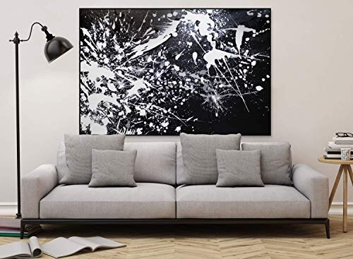 KunstLoft® XXL Gemälde Kollisionen 180x120cm | original handgemalte Bilder | Abstrakt Schwarz-Weiß Deko | Leinwand-Bild Ölgemälde einteilig groß | Modernes Kunst Ölbild