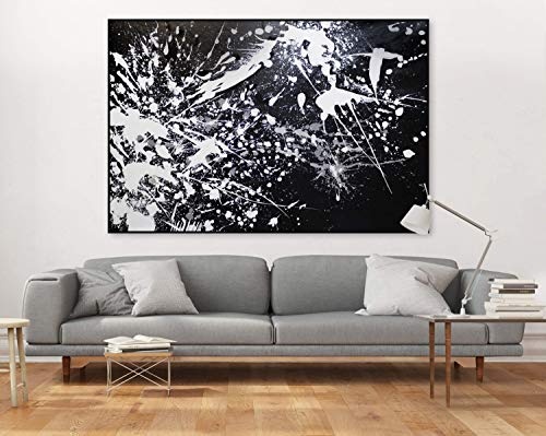 KunstLoft® XXL Gemälde Kollisionen 180x120cm | original handgemalte Bilder | Abstrakt Schwarz-Weiß Deko | Leinwand-Bild Ölgemälde einteilig groß | Modernes Kunst Ölbild