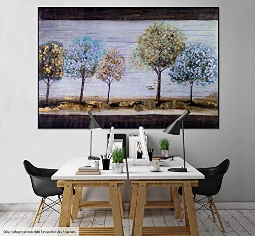 KunstLoft® XXL Gemälde Flüsternde Bäume 180x120cm | original handgemalte Bilder | Wald Bäume Grau Braun | Leinwand-Bild Ölgemälde einteilig groß | Modernes Kunst Ölbild