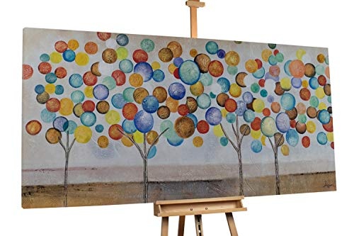 KunstLoft® XXL Gemälde Sonnenbad im Wald 200x100cm | original handgemalte Bilder | Baum bunt XXL Bunt | Leinwand-Bild Ölgemälde einteilig groß | Modernes Kunst Ölbild