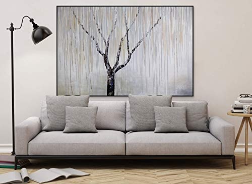 KunstLoft® Gemälde Arctic Autumn in 180x120cm | XXL handgemaltes Leinwand Bild | Baum Winter Trauer Weiß XXL | original Wandbild-Unikat | Ölgemälde auf Leinwand | Modernes Kunst Bild | Sehr großes Ölbild auf Keilrahmen