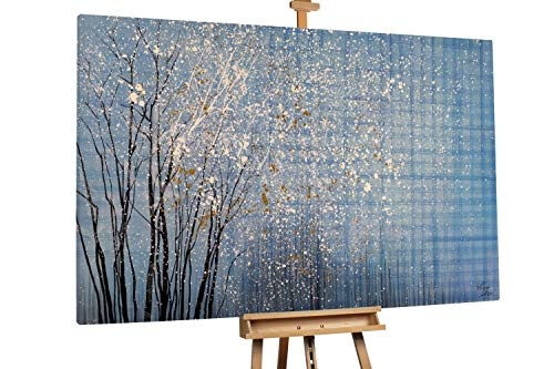 KunstLoft® XXL Gemälde Sternennacht 180x120cm | original handgemalte Bilder | Baum Abstrakt Blau Grau | Leinwand-Bild Ölgemälde einteilig groß | Modernes Kunst Ölbild