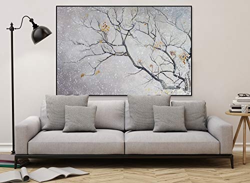 KunstLoft® XXL Gemälde Herbstmelancholie 180x120cm | original handgemalte Bilder | Äste Baum Beige Braun | Leinwand-Bild Ölgemälde einteilig groß | Modernes Kunst Ölbild