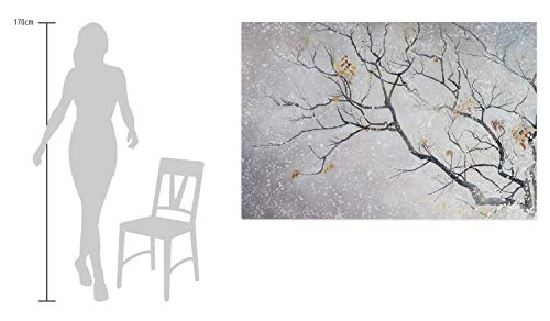 KunstLoft® XXL Gemälde Herbstmelancholie 180x120cm | original handgemalte Bilder | Äste Baum Beige Braun | Leinwand-Bild Ölgemälde einteilig groß | Modernes Kunst Ölbild