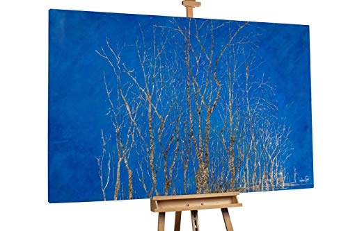 KunstLoft® XXL Gemälde Cobalt Nights 180x120cm | original handgemalte Bilder | Baum Äste Blau | Leinwand-Bild Ölgemälde einteilig groß | Modernes Kunst Ölbild