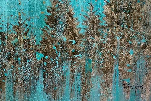 KunstLoft® XXL Gemälde Golden Harvest 180x120cm | original handgemalte Bilder | Abstrakt Bäume Grün Gold | Leinwand-Bild Ölgemälde einteilig groß | Modernes Kunst Ölbild