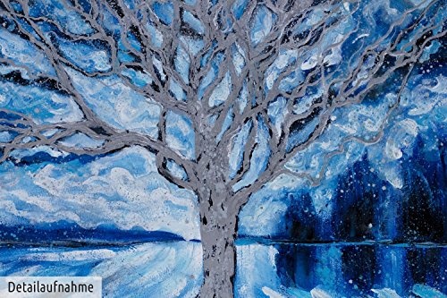 KunstLoft XXL Gemälde Geliebter Baum 150x150cm | Original handgemalte Bilder | Baum Grau Blau Weiß | Leinwand-Bild Ölfarbegemälde Einteilig groß | Modernes Kunst Ölfarbebild