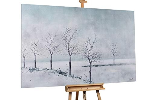 KunstLoft® XXL Gemälde Winterschlaf der Bäume 180x120cm | original handgemalte Bilder | Modern Bäume Winter Weiß | Leinwand-Bild Ölgemälde einteilig groß | Modernes Kunst Ölbild