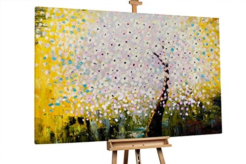 KunstLoft® XXL Gemälde Verschneiter Baum 180x120cm | original handgemalte Bilder | Abstrakt Baum Weiß | Leinwand-Bild Ölgemälde einteilig groß | Modernes Kunst Ölbild