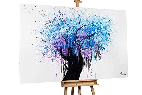 KunstLoft XXL Gemälde Treefusion 180x120cm | Original handgemalte Bilder | Abstrakt Baum Lila Blau | Leinwand-Bild Ölgemälde Einteilig groß | Modernes Kunst Ölbild