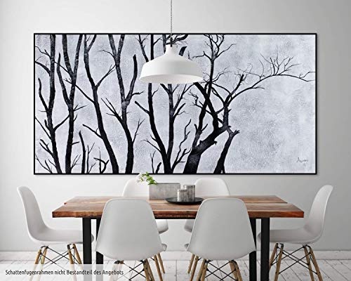 KunstLoft XXL Gemälde Lichter Wald 200x100cm | Original handgemalte Bilder | Baum Äste Schwarz Weiß | Leinwand-Bild Ölgemälde Einteilig groß | Modernes Kunst Ölbild