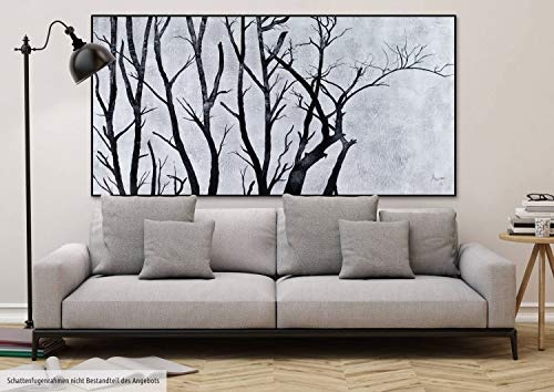 KunstLoft XXL Gemälde Lichter Wald 200x100cm | Original handgemalte Bilder | Baum Äste Schwarz Weiß | Leinwand-Bild Ölgemälde Einteilig groß | Modernes Kunst Ölbild