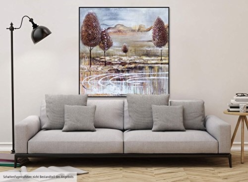 KunstLoft XXL Gemälde Taste of Autumn 150x150cm | Original handgemalte Bilder | Modern Baum Wasser Herbst | Leinwand-Bild Ölgemälde Einteilig groß | Modernes Kunst Ölbild