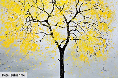 KunstLoft XXL Gemälde Golden Leaves 150x150cm | Original handgemalte Bilder | Modern Baum Gold Schwarz | Leinwand-Bild Ölgemälde Einteilig groß | Modernes Kunst Ölbild
