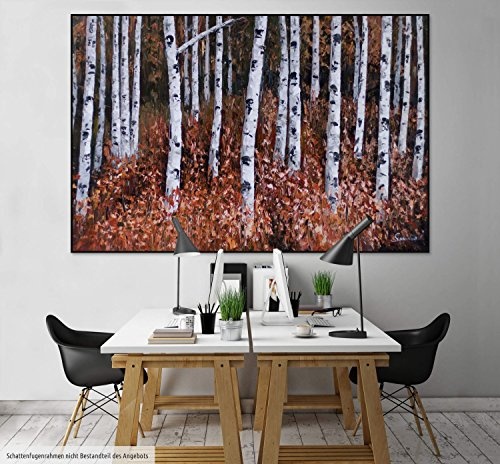 KunstLoft XXL Gemälde Ein Herbsthauch 180x120cm | Original handgemalte Bilder | Modern Baum Herbst Braun | Leinwand-Bild Ölgemälde Einteilig groß | Modernes Kunst Ölbild