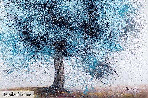 KunstLoft XXL Gemälde Tree of Life 150x150cm | Original handgemalte Bilder | Modern Baum Blau Türkis | Leinwand-Bild Ölgemälde Einteilig groß | Modernes Kunst Ölbild