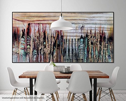 KunstLoft XXL Gemälde Amazonien 200x100cm | Original handgemalte Bilder | Abstrakt Baum Streifen Bunt | Leinwand-Bild Ölgemälde Einteilig groß | Modernes Kunst Ölbild