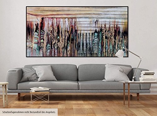 KunstLoft XXL Gemälde Amazonien 200x100cm | Original handgemalte Bilder | Abstrakt Baum Streifen Bunt | Leinwand-Bild Ölgemälde Einteilig groß | Modernes Kunst Ölbild